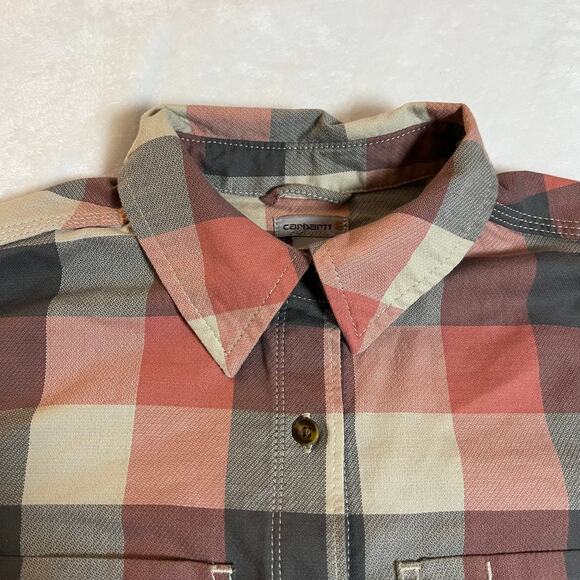 Carhartt Women's Fairview Plaid Shirt Button Up Shirt Size Small Roll Tab Sleeve - Picture 4 of 8